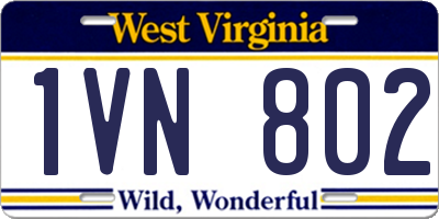 WV license plate 1VN802