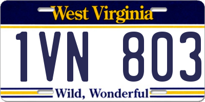 WV license plate 1VN803
