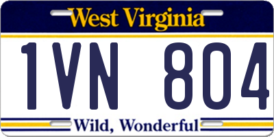WV license plate 1VN804