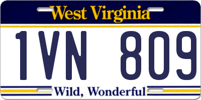 WV license plate 1VN809