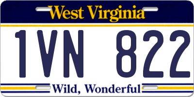 WV license plate 1VN822