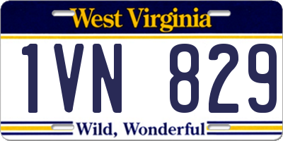 WV license plate 1VN829