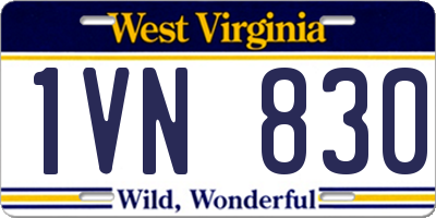 WV license plate 1VN830
