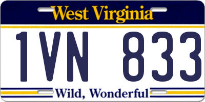 WV license plate 1VN833