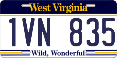 WV license plate 1VN835