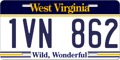 WV license plate 1VN862
