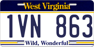 WV license plate 1VN863