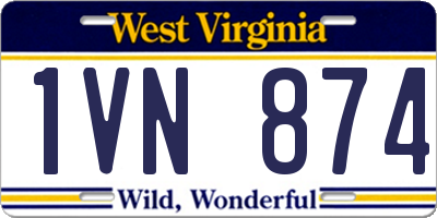 WV license plate 1VN874