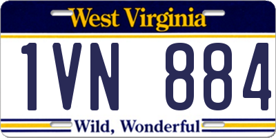 WV license plate 1VN884