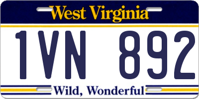 WV license plate 1VN892
