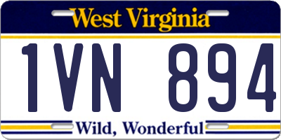 WV license plate 1VN894