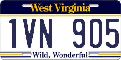 WV license plate 1VN905