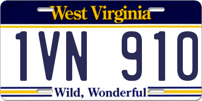 WV license plate 1VN910