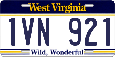 WV license plate 1VN921