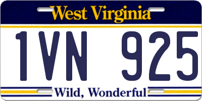 WV license plate 1VN925