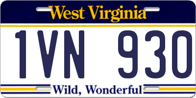 WV license plate 1VN930