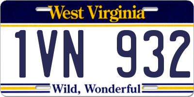 WV license plate 1VN932