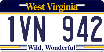 WV license plate 1VN942