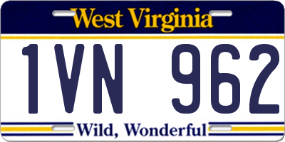 WV license plate 1VN962