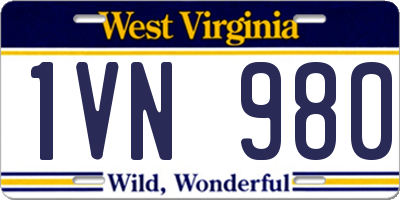 WV license plate 1VN980