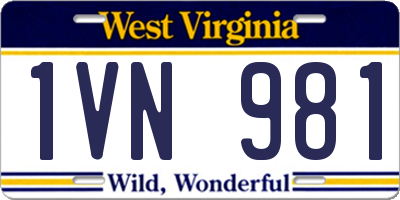WV license plate 1VN981