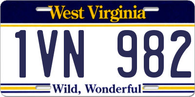 WV license plate 1VN982