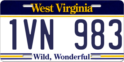 WV license plate 1VN983