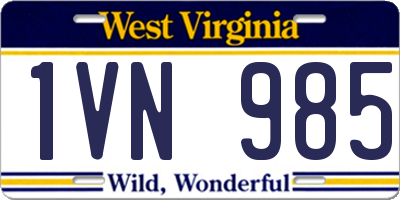 WV license plate 1VN985