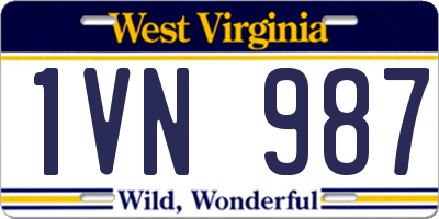 WV license plate 1VN987
