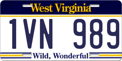 WV license plate 1VN989