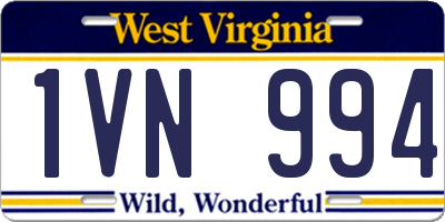 WV license plate 1VN994