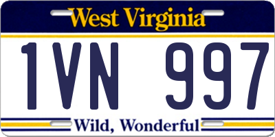 WV license plate 1VN997