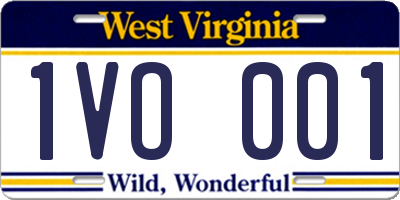 WV license plate 1VO001