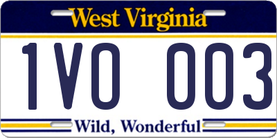 WV license plate 1VO003