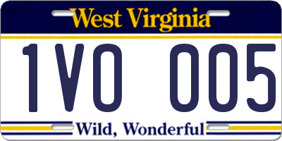 WV license plate 1VO005