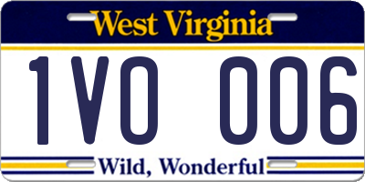 WV license plate 1VO006