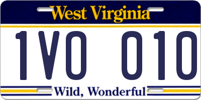 WV license plate 1VO010