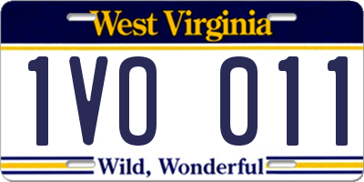 WV license plate 1VO011
