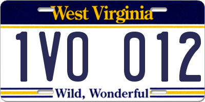 WV license plate 1VO012