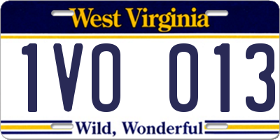 WV license plate 1VO013