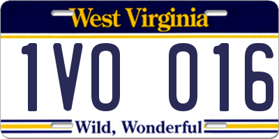 WV license plate 1VO016