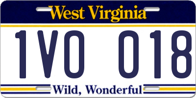 WV license plate 1VO018