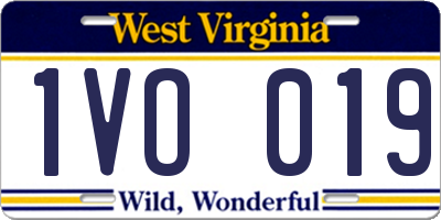 WV license plate 1VO019