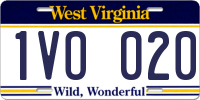 WV license plate 1VO020
