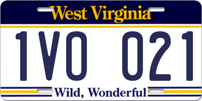 WV license plate 1VO021