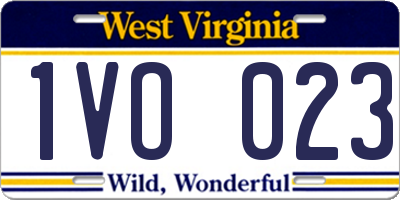WV license plate 1VO023