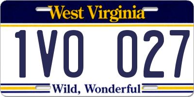 WV license plate 1VO027