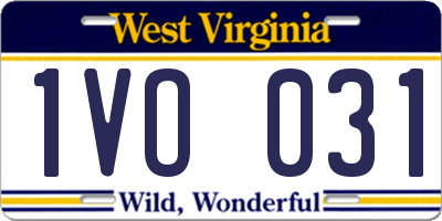 WV license plate 1VO031