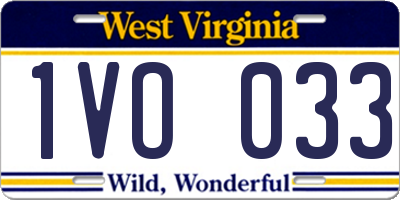 WV license plate 1VO033