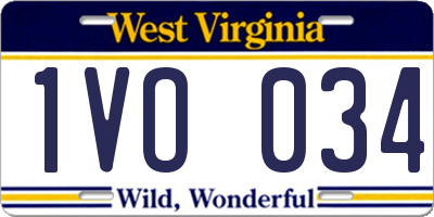 WV license plate 1VO034